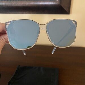 Diff Gia Sunglasses - COLOR Smoke Rose Crystal Ombré Sliver Flash Sunglasses